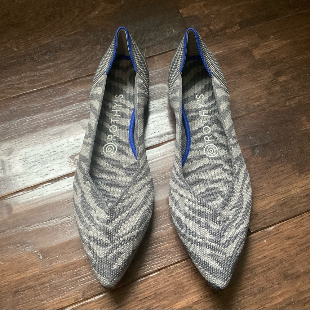 Rothy's Zebra Pattern Gray and Blue points 8.5 new
